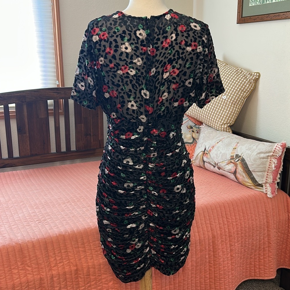 The Kooples Paris FLEUR NAÏVE BURNOUT Bodycon Ruching Dress Size French 3 US 8 - Picture 4 of 16